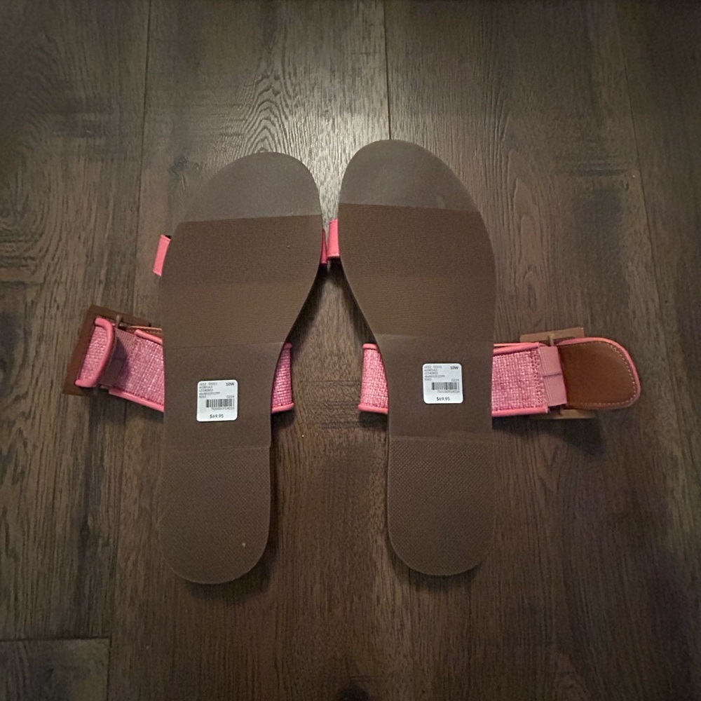 Lane Bryant Stylish Pink Woven Slide Sandals NWT 10w - Picture 2 of 6